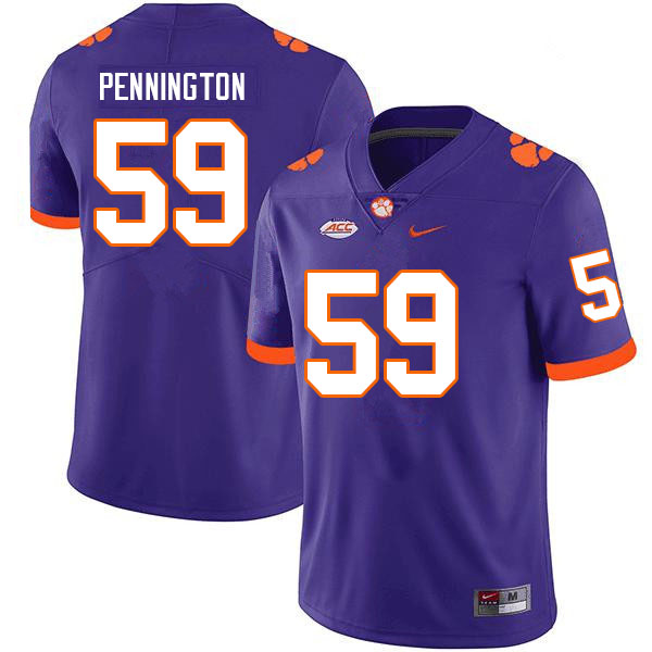 Men #59 Dietrick Pennington Clemson Tigers College Football Jerseys Sale-Purple